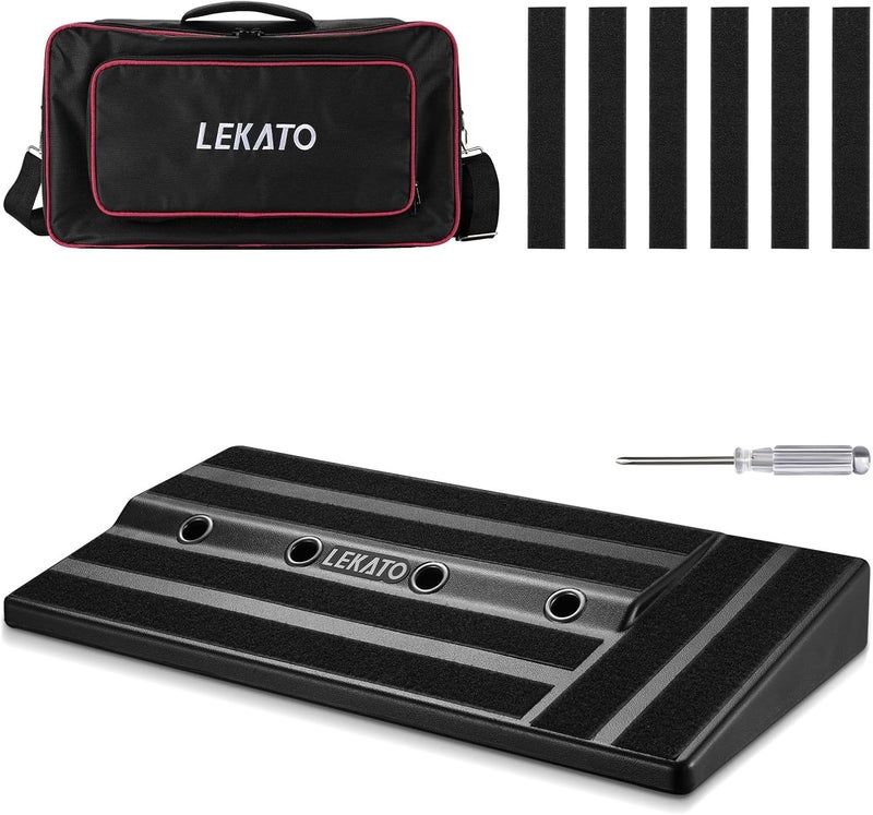 LEKATO Guitar Pedal Board, Pedal Board 19.7"x10"x2.4", Effects Pedalboard with Compartment for Power Supply, Carry Bag and Mounting Tape - Image 1